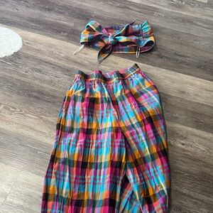 Free People Multicolor Plaid Set
